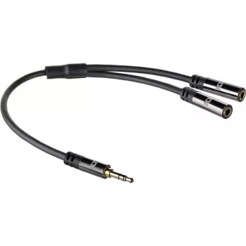ACT AC3620 Cable divisor de audio 0,15 m conector macho de 3,5 mm a 2x conector hembra Negro