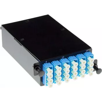 ACT FA2053 casete multimodo MTP/MPO a LC de 12 fibras, polaridad tipo B, carcasa de metal negra, montaje en rack 1U