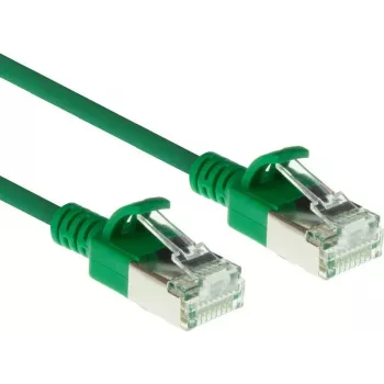Cable de red patch slimline datacenter ACT Green, 0,15 m, LSZH U/FTP CAT6A, snagless, con conectores RJ45 (DC7730)