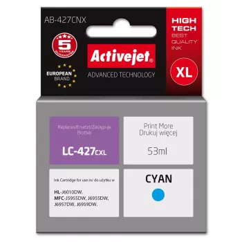 Activejet AB-427CNX Brother LC-427CXL Cartucho de tinta cian compatible, serie Supreme, alto rendimiento, 53 ml