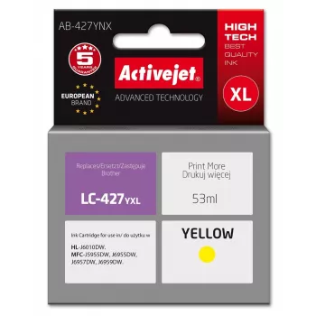 Activejet AB-427YNX Cartucho de tinta Brother, sustituto de Brother LC-427YXL, Supreme, 53 ml, Amarillo