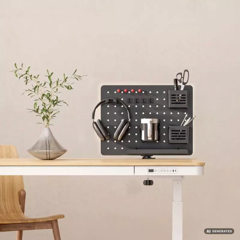 Activejet APB-002B Organizador de escritorio giratorio con panel perforado, Negro mate