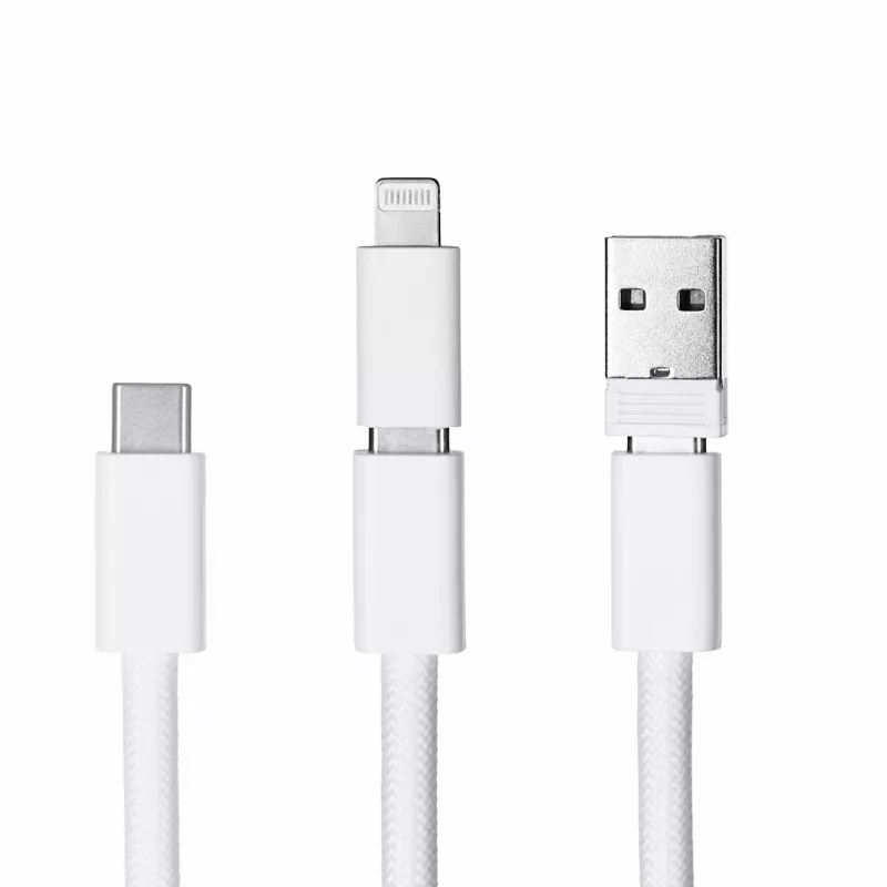 Activejet Lanyard con cable de carga 3 en 1, blanco