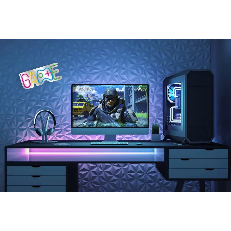 Activejet Neon LED AJE-NEON GAME - Luz de neón LED en forma de mando de videojuegos, multicolor, alimentación USB, montaje en pared