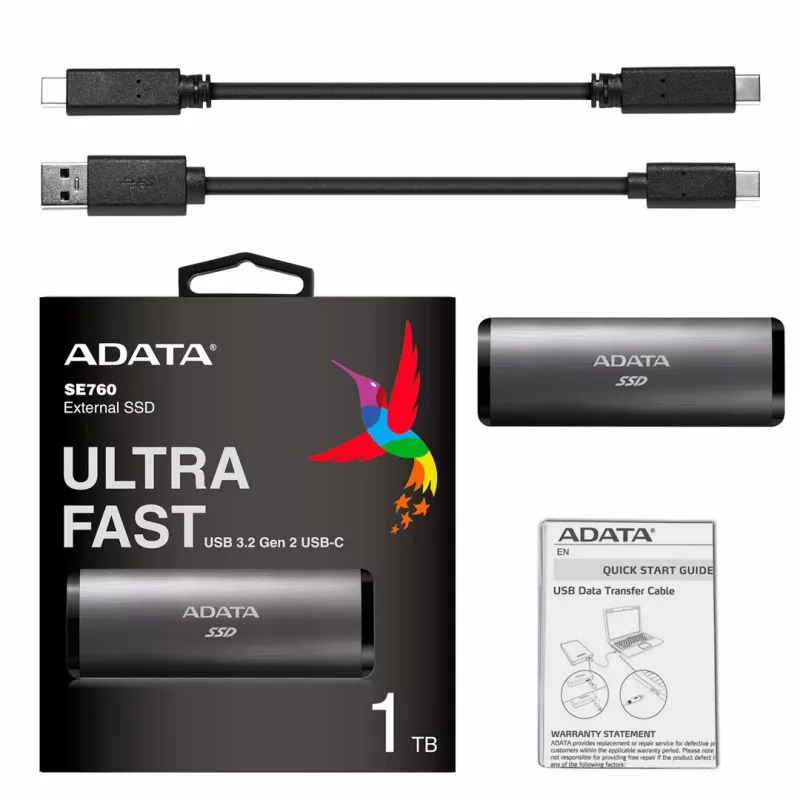 SSD externo ADATA SE760 1 TB USB 3.2 Gen 2 Type-C gris titanio