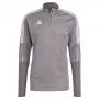 adidas Tiro 21 chaqueta de entrenamiento Grey Four GH7301 hombre corte slim cremallera de cuarto manga larga AEROREADY poliéster reciclado