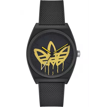 Adidas Reloj de mujer AOST22038 38 mm caja de acero inoxidable correa de silicona negra analógico de cuarzo