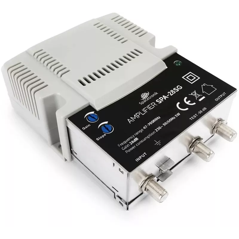Amplificador de señal de TV terrestre y por cable ajustable Spacetronik SPA-28SG LTE II