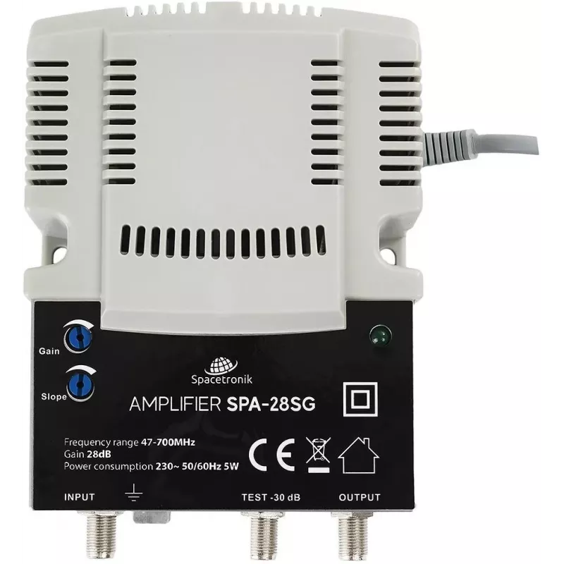 Amplificador de señal de TV terrestre y por cable ajustable Spacetronik SPA-28SG LTE II