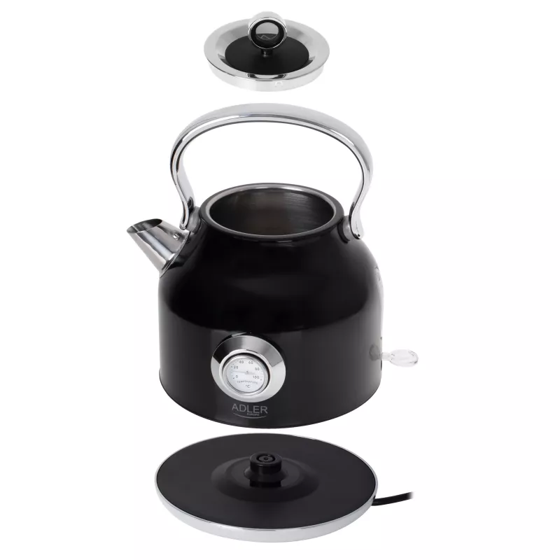 Hervidor de agua Adler AD 1346B 1,7 L, 2200 W, negro, metálico