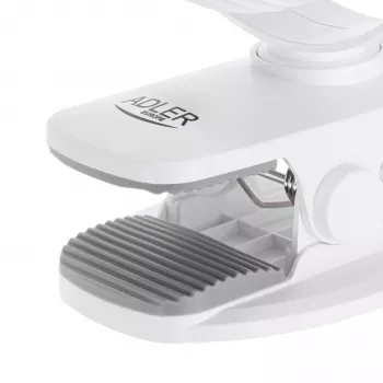 Adler AD 7335 ventilador de sobremesa recargable con pinza, 6W, 12,7 cm, 3 velocidades, oscilación, blanco