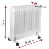 Adler AD 7819 Radiador de aceite, 2000W, 9 elementos, 3 niveles de calor, termostato ajustable, protección contra sobrecalentamiento, ruedas integradas, Blanco/Gris
