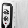 Adler AD 7819 Radiador de aceite, 2000W, 9 elementos, 3 niveles de calor, termostato ajustable, protección contra sobrecalentamiento, ruedas integradas, Blanco/Gris