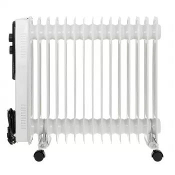 Adler AD 7819 Radiador de aceite, 2000W, 9 elementos, 3 niveles de calor, termostato ajustable, protección contra sobrecalentamiento, ruedas integradas, Blanco/Gris