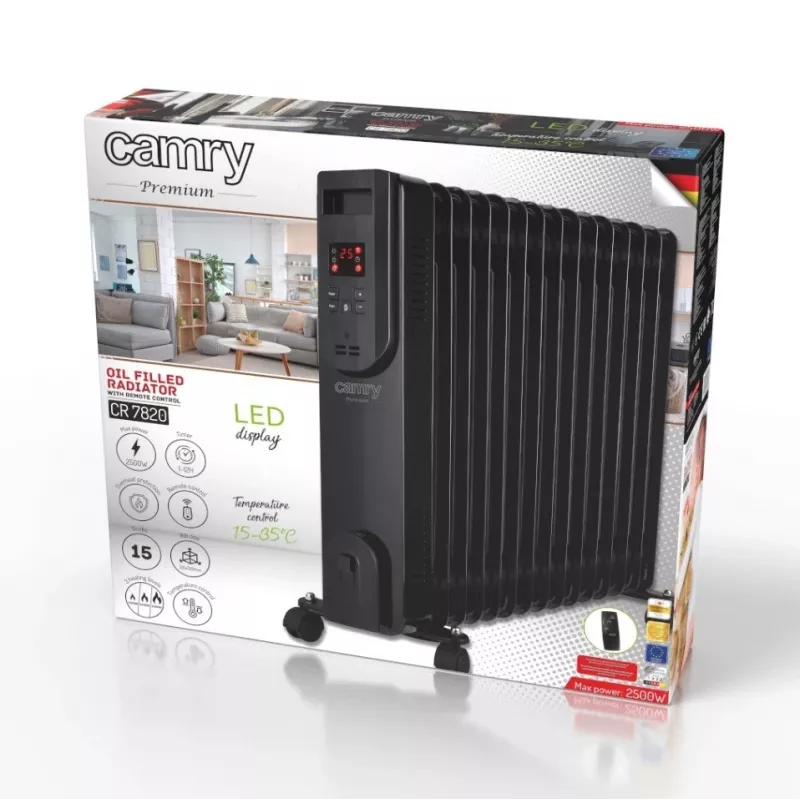 Adler Camry radiador de aceite CR 7820 2000W 9 elementos radiador relleno de aceite blanco/gris