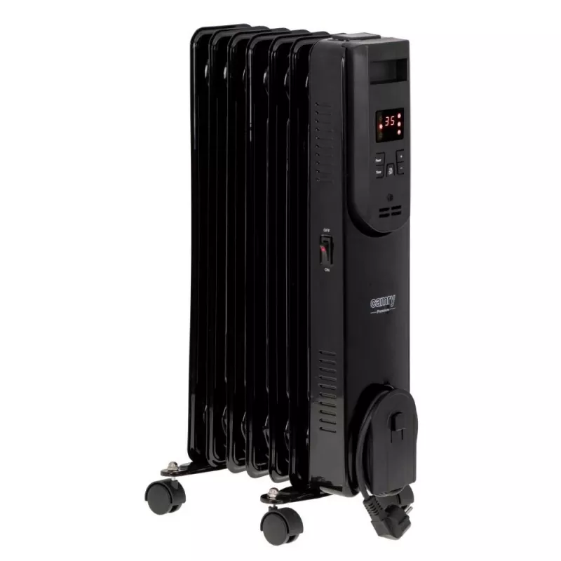 Radiador de aceite eléctrico Adler CR 7812 con mando a distancia, 7 aletas, 1500 W, negro