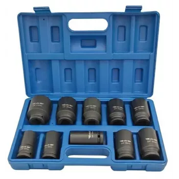 ADLER Juego de vasos de impacto 3/4 pulgadas 10 piezas 22-41 mm Cr-Mo negro