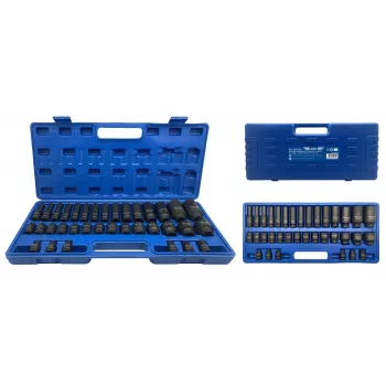 ADLER juego de vasos de impacto 35 piezas accionamiento 1/2 pulgadas 12 puntas cortos y largos métricos acero Cr-Mo en maletín de plástico AD-35KD/12