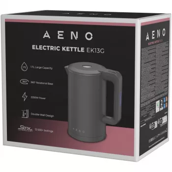 AENO hervidor AEK0013G, gris, 1,7 l, 1850–2200 W, regulador Strix