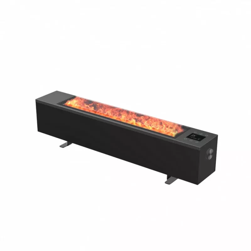 AENO Premium Eco Smart calefactor inteligente 2000W, convección, efecto llama real, humidificación, calefacción inteligente, indicador LED, control por voz, depósito de 2L, enchufe EU, negro