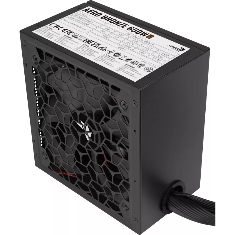 Aerocool B509A Flow-G-BK-v1 Caja PC Mid Tower con fuente de alimentación de 650W, cristal templado, negro
