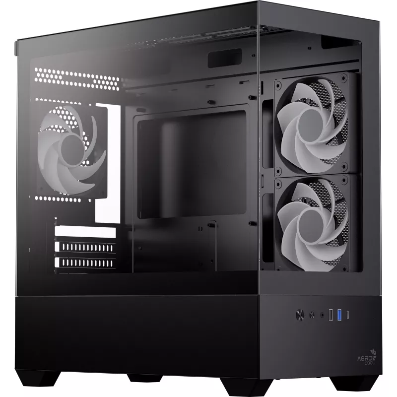 AEROCOOL P300D G-BK-v1 caja mini torre ATX, negra, cristal templado