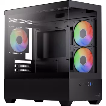 AEROCOOL P300D G-BK-v1 caja mini torre ATX, negra, cristal templado