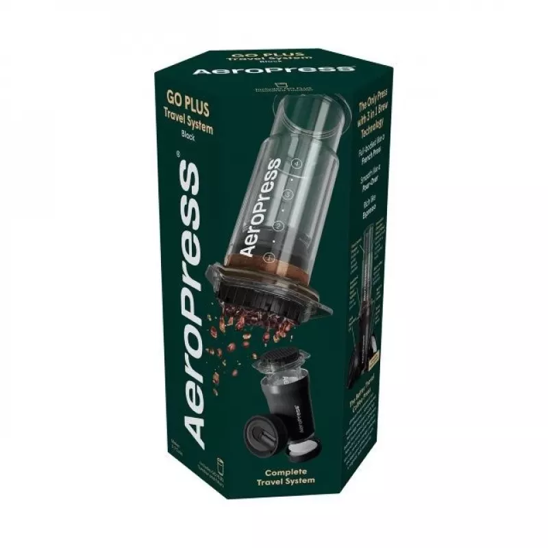 AeroPress Go Plus cafetera de viaje con vaso isotérmico - negro