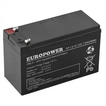 Batería AGM EUROPOWER Serie EP 12V 7,2Ah (vida útil 6-9 años)