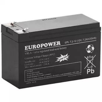 Batería AGM serie EUROPOWER EPL 12V 7,2Ah T1 (15 años de vida útil)