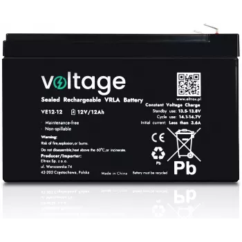 Batería AGM Voltage 12V 12Ah VE12-12 (vida útil 6-9 años)