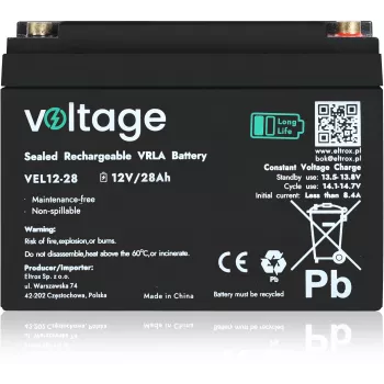 Batería AGM Voltage Long Life 12V 28Ah VEL12-28 (15 años de vida útil)