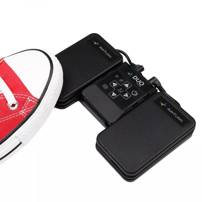 Airturn DUO 500 - Controlador de pedal para pasar páginas con Bluetooth 5.0, interruptores de membrana silenciosos, batería de 200h, USB-C