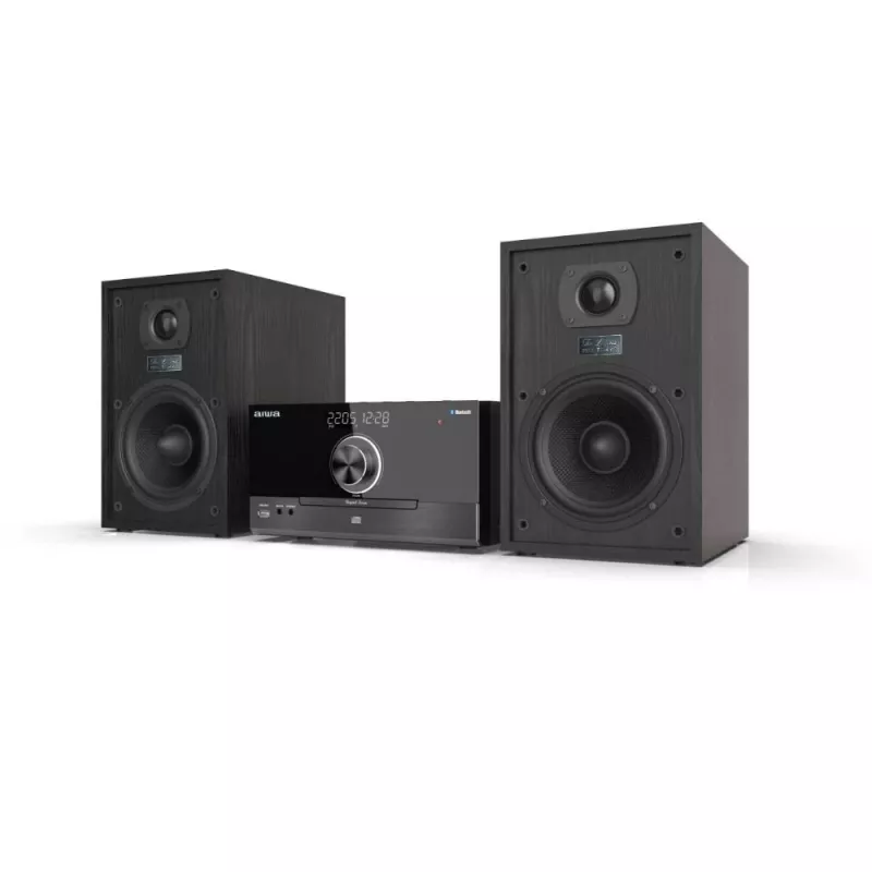 Aiwa MSBTU-600 50W microcadena Hi-Fi Bluetooth con radio FM, USB, Aux-In, indicador LED, mando a distancia, negro