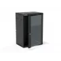 ALANTEC Armario de pared de 19 pulgadas 18U 600x450mm, dos piezas, puerta de cristal individual, negro