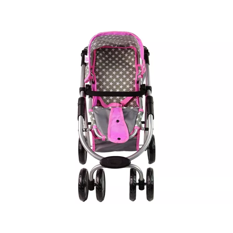 ALICE Carrito para muñecas 2 en 1 con capazo Rosa Estrellas