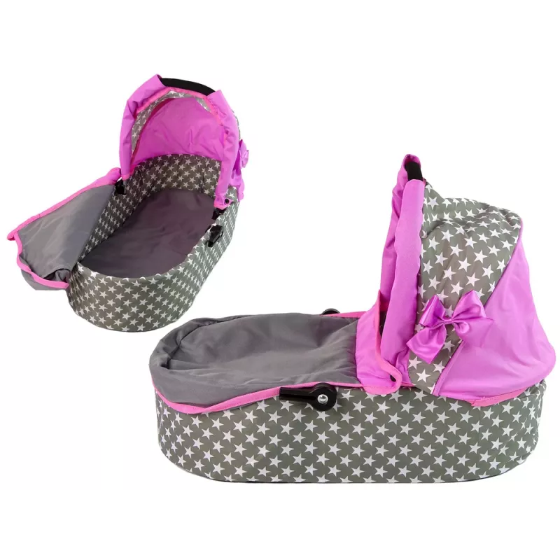 ALICE Carrito para muñecas 2 en 1 con capazo Rosa Estrellas