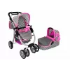 ALICE Carrito para muñecas 2 en 1 con capazo Rosa Estrellas