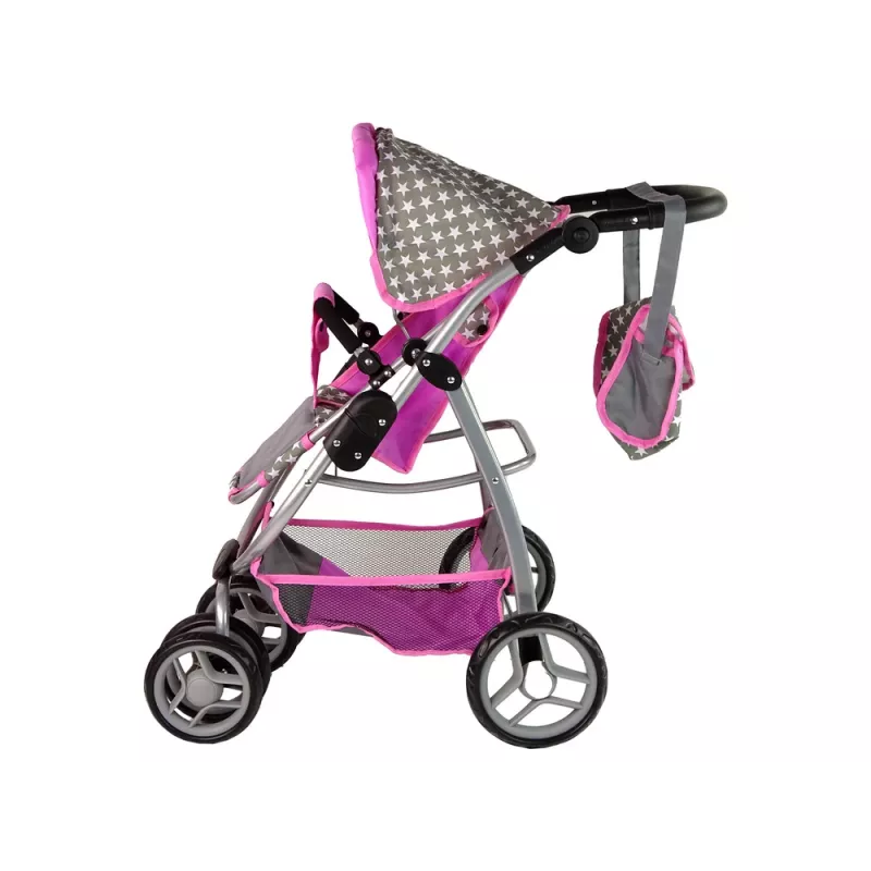 ALICE Carrito para muñecas 2 en 1 con capazo Rosa Estrellas