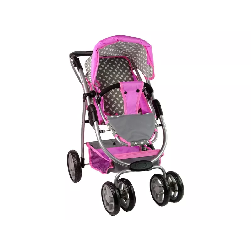 ALICE Carrito para muñecas 2 en 1 con capazo Rosa Estrellas