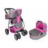 ALICE Carrito para muñecas 2 en 1 con capazo Rosa Estrellas