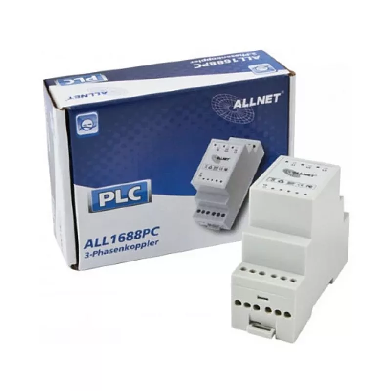Acoplador de fases Powerline ALLNET ALL1688PC, 3 fases + neutro, pasivo, 1-70 MHz, carril DIN