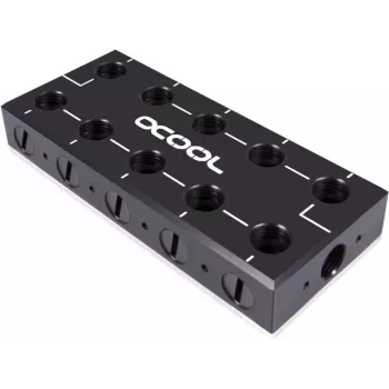 Alphacool ES Distro Plate Parallel C5 (13024), 22x G1/4, Negro