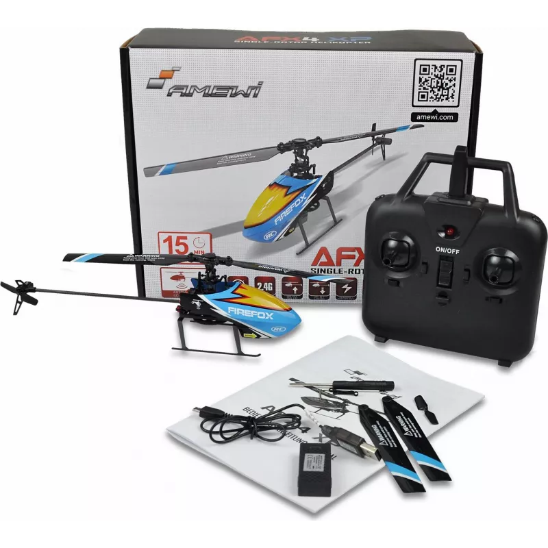 Amewi AFX4 XP Helicóptero RC RTF 2,4 GHz, LiPo 350 mAh, azul/negro