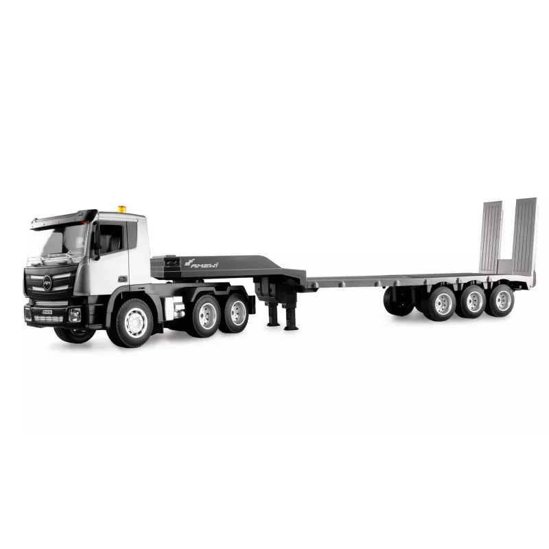 AMEWI tractor de obra RC con remolque de cama baja 1:24 RTR