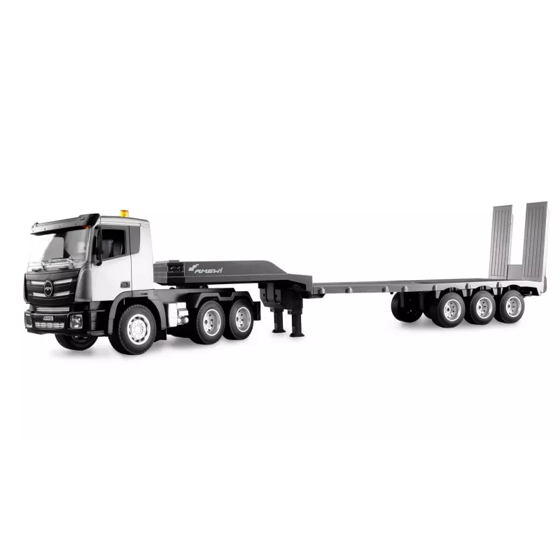 AMEWI tractor de obra RC con remolque de cama baja 1:24 RTR