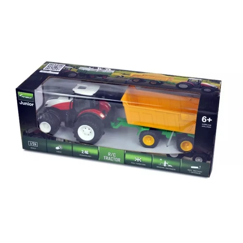 AMEWI Tractor RC con remolque basculante escala 1:24 2,4GHz 6 canales Li-Ion 500mAh