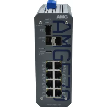 AMG Switch gestionado industrial, 8x 10/100 Mbps, carril DIN, alimentación redundante