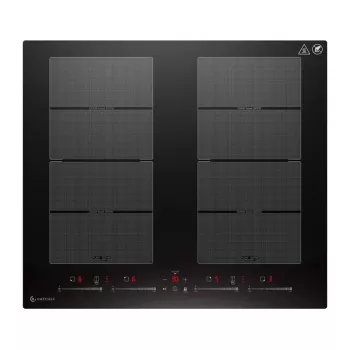 AMZCHEF CE-FS-I74S-FFDD10 Placa de inducción de 4 zonas con control táctil, 7200W, Negro
