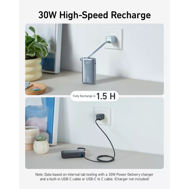 Anker Innovations Anker Nano Batería Portátil 10000 mAh 30 W 3 A 2 Puertos de Salida (USB-C, USB)
